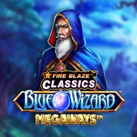 Slots logo of Fire Blaze Blue Wizard Megaways from Rarestone Gaming at Spinaura Casino