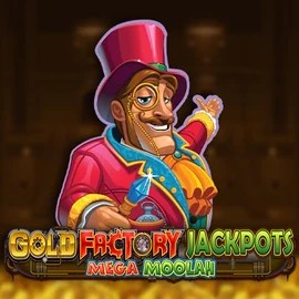 Gold Factory Jackpots Mega Moolah logo by Aurum Signature Studios at Spinaura Casino