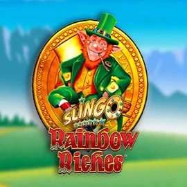 Slingo Rainbow Riches slot logo by Gaming Realms at Spinaura Casino